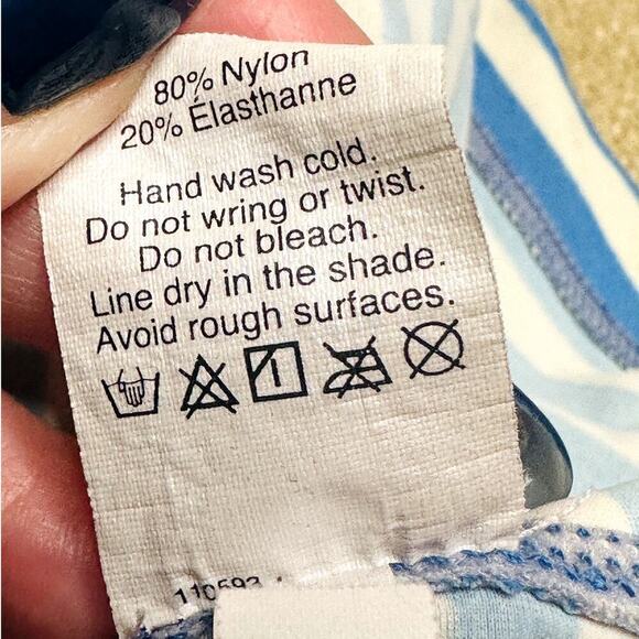 J.Crew Crewcuts Blue White Stripe Short Sleeve Rashguard Girls Size 10 - Picture 4 of 4